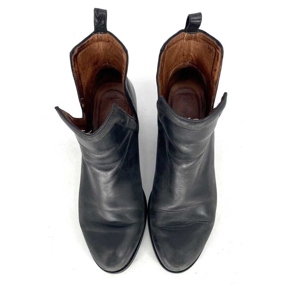Jeffrey Campbell Oriley Booties Black Leather Pull On Ankle Boots Womens 6 - Picture 5 of 11